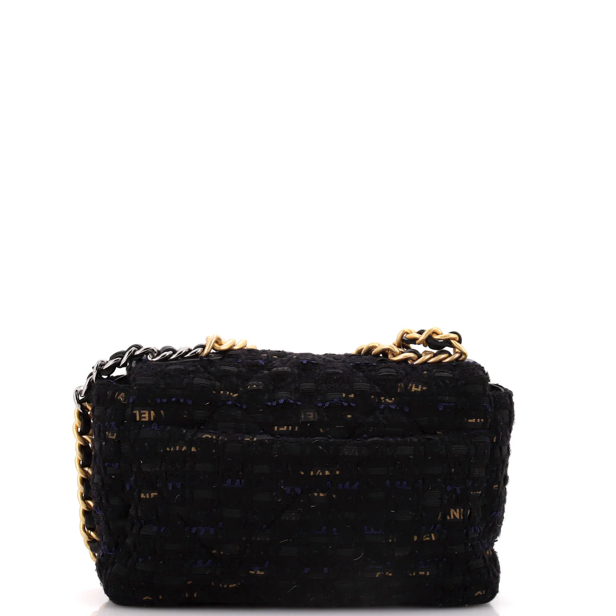 19 Flap Bag Quilted Tweed and Ribbon Medium - Deep Luxury