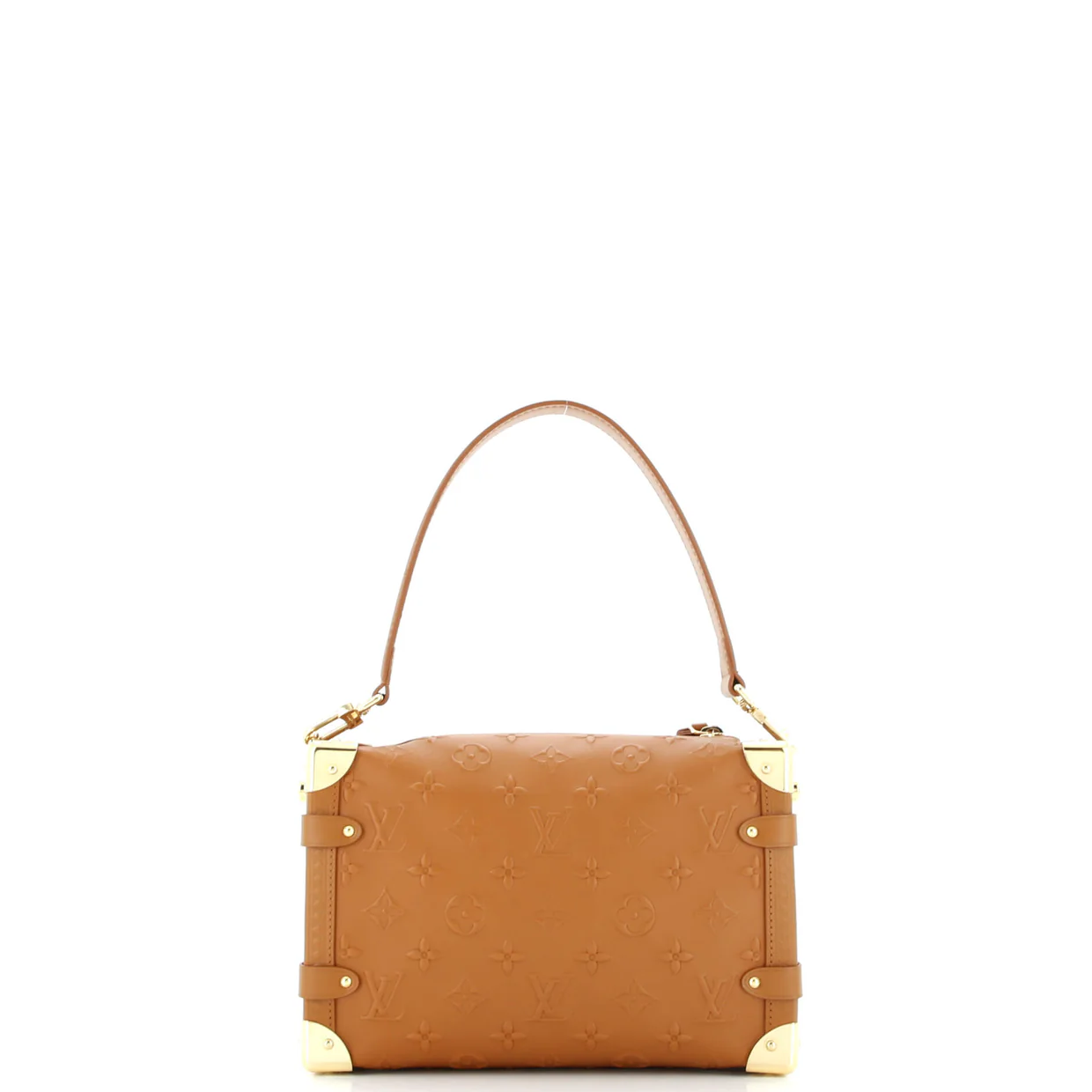 Side Trunk Handbag Debossed Monogram Leather MM - Deep Luxury