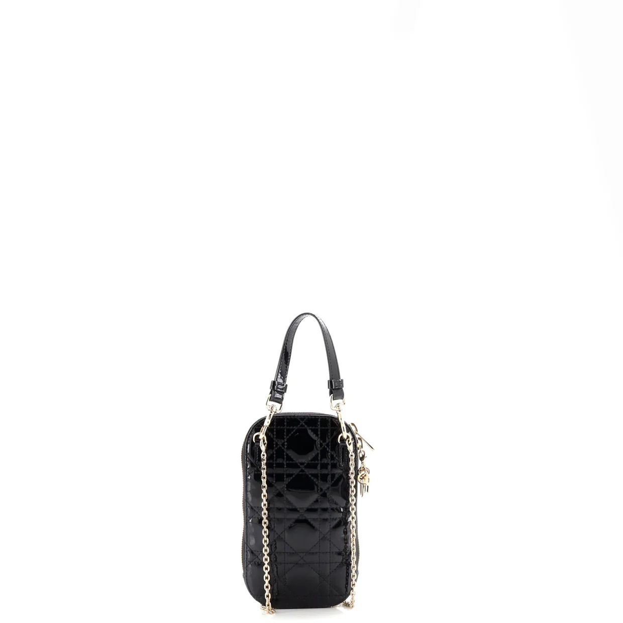 Lady Dior Phone Holder on Chain Cannage Quilt Patent - Deep Luxury