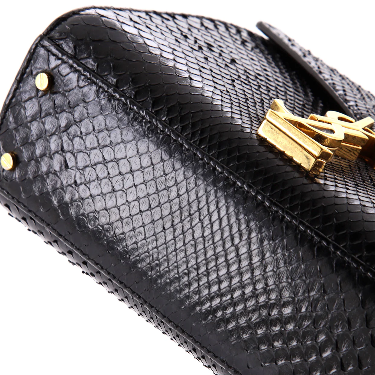 Cassandra Top Handle Bag Snakeskin Mini - Deep Luxury