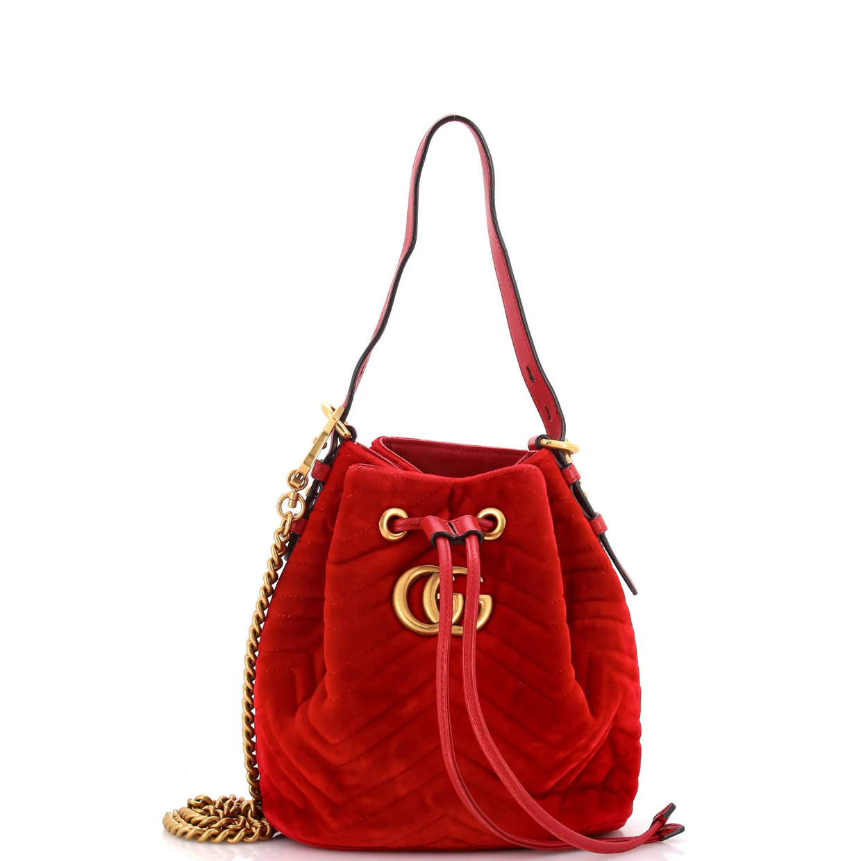 GG Marmont Bucket Bag Matelasse Velvet Small - Deep Luxury