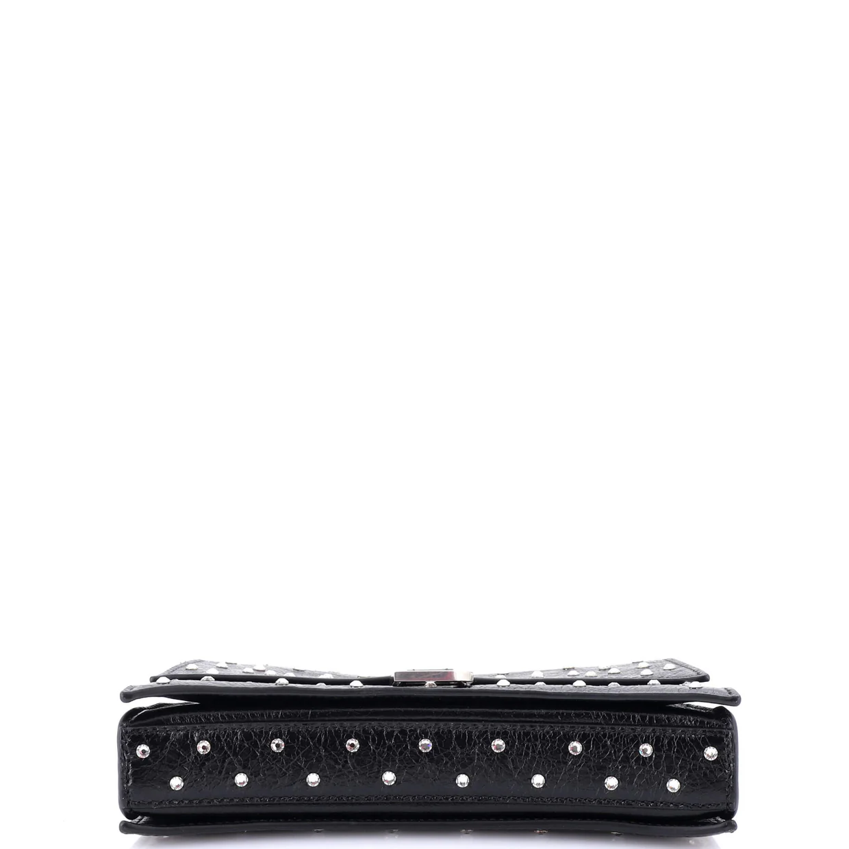 Crush Chain Flap Bag Crystal Embellished Leather XS - Deep Luxury