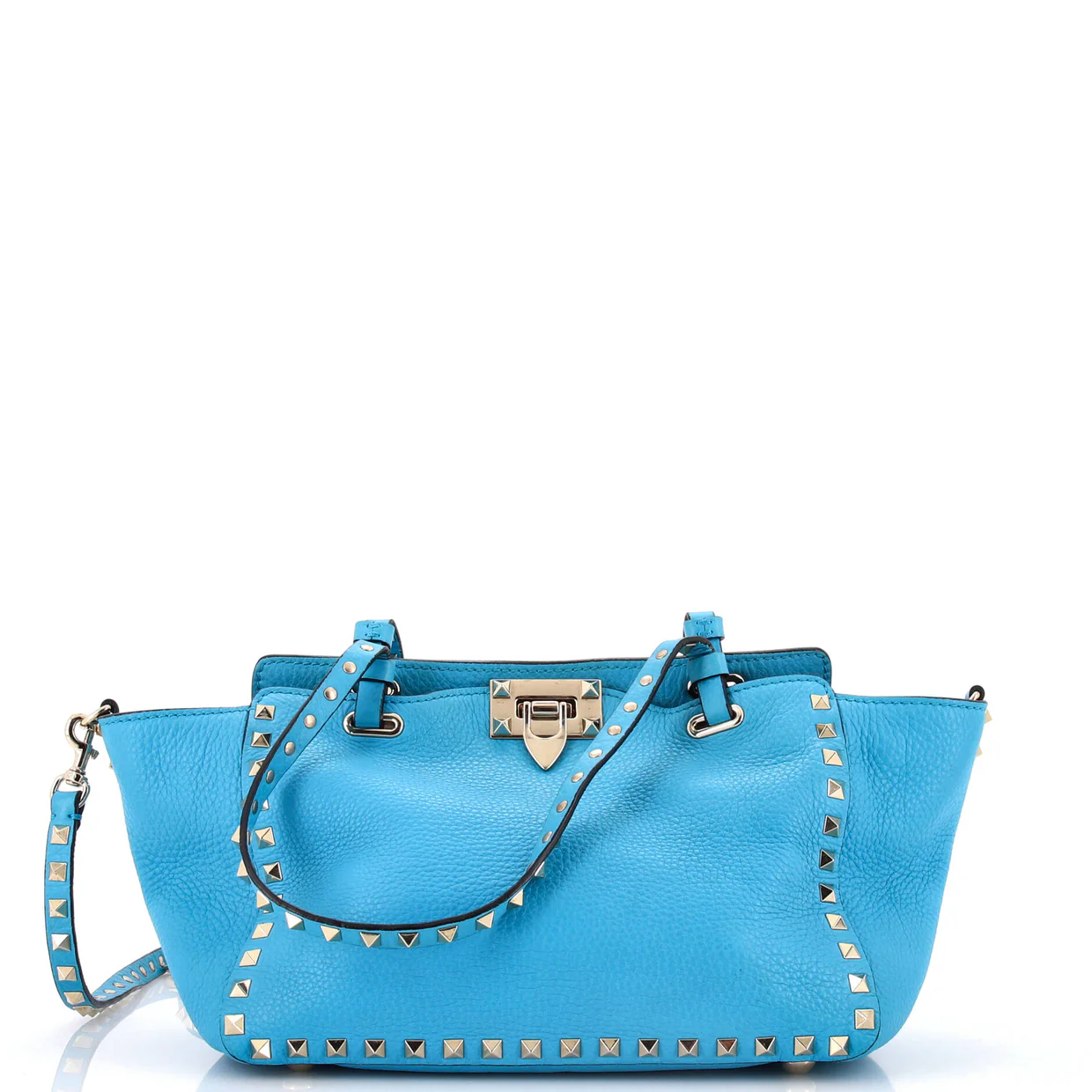 Rockstud Tote Pebbled Leather Small - Deep Luxury