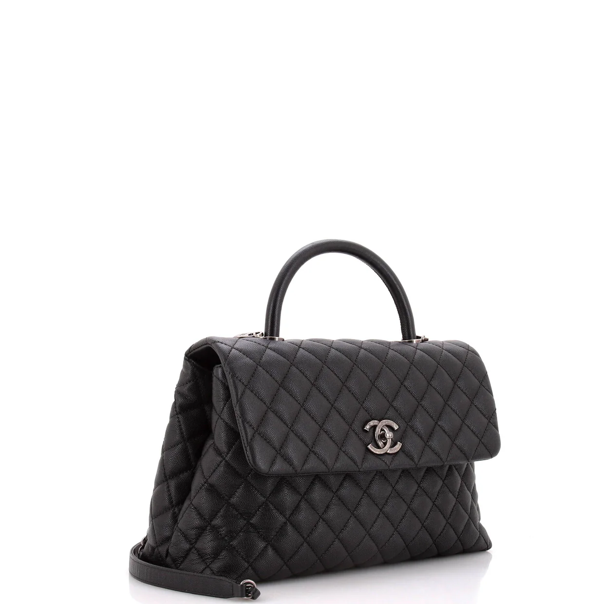Coco Top Handle Bag Quilted Caviar Medium - Deep Luxury