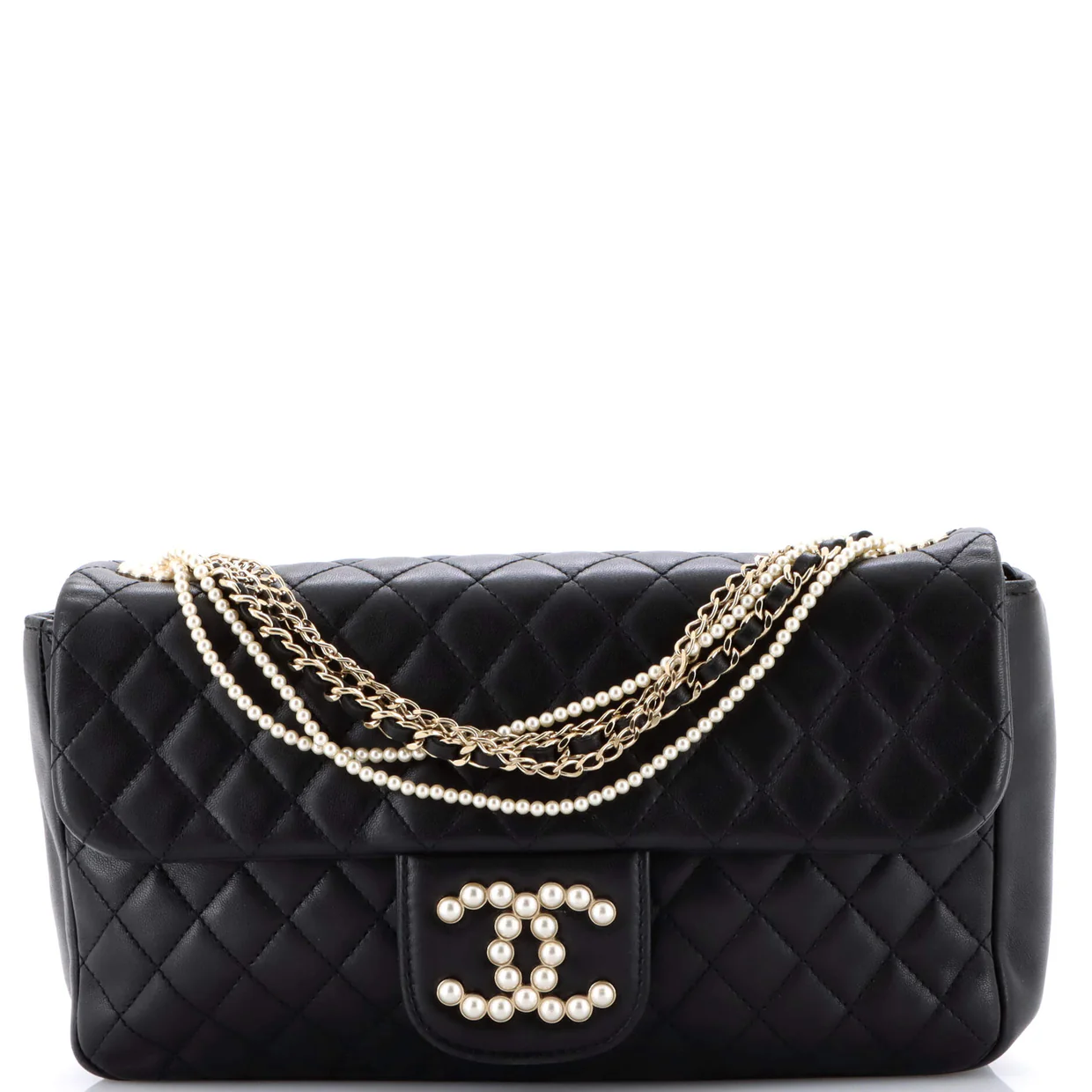 Westminster Pearl Chain Flap Bag Quilted Lambskin Medium - Deep Luxury