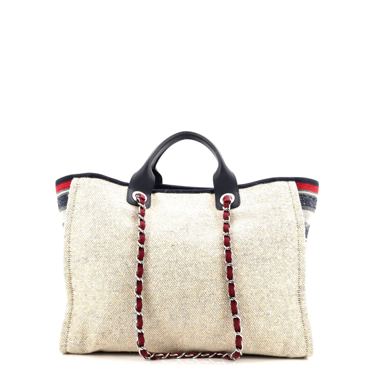 Deauville Tote Canvas with Striped Detail Medium - Deep Luxury