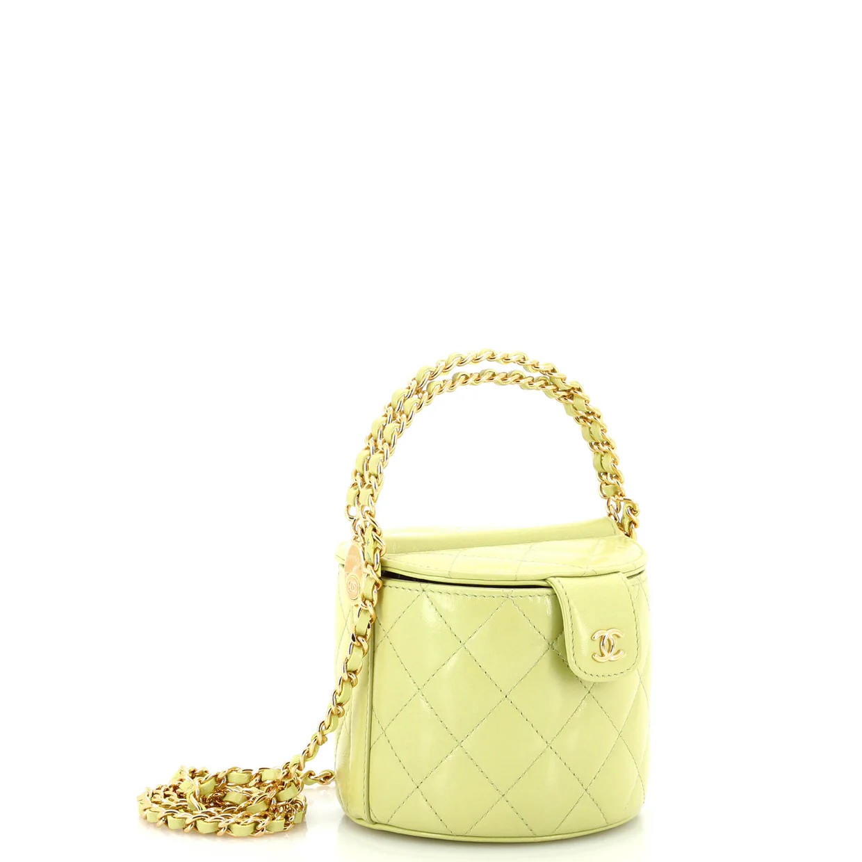 Double Sided Top Handle Vanity Bag with Chain Quilted Lambskin Mini - Deep Luxury