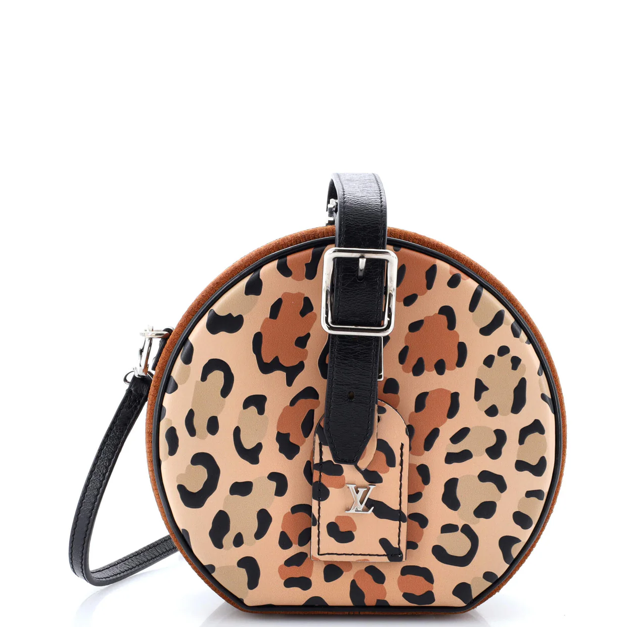 Petite Boite Chapeau Bag Reverse Monogram Canvas and Leopard Printed Leather - Deep Luxury