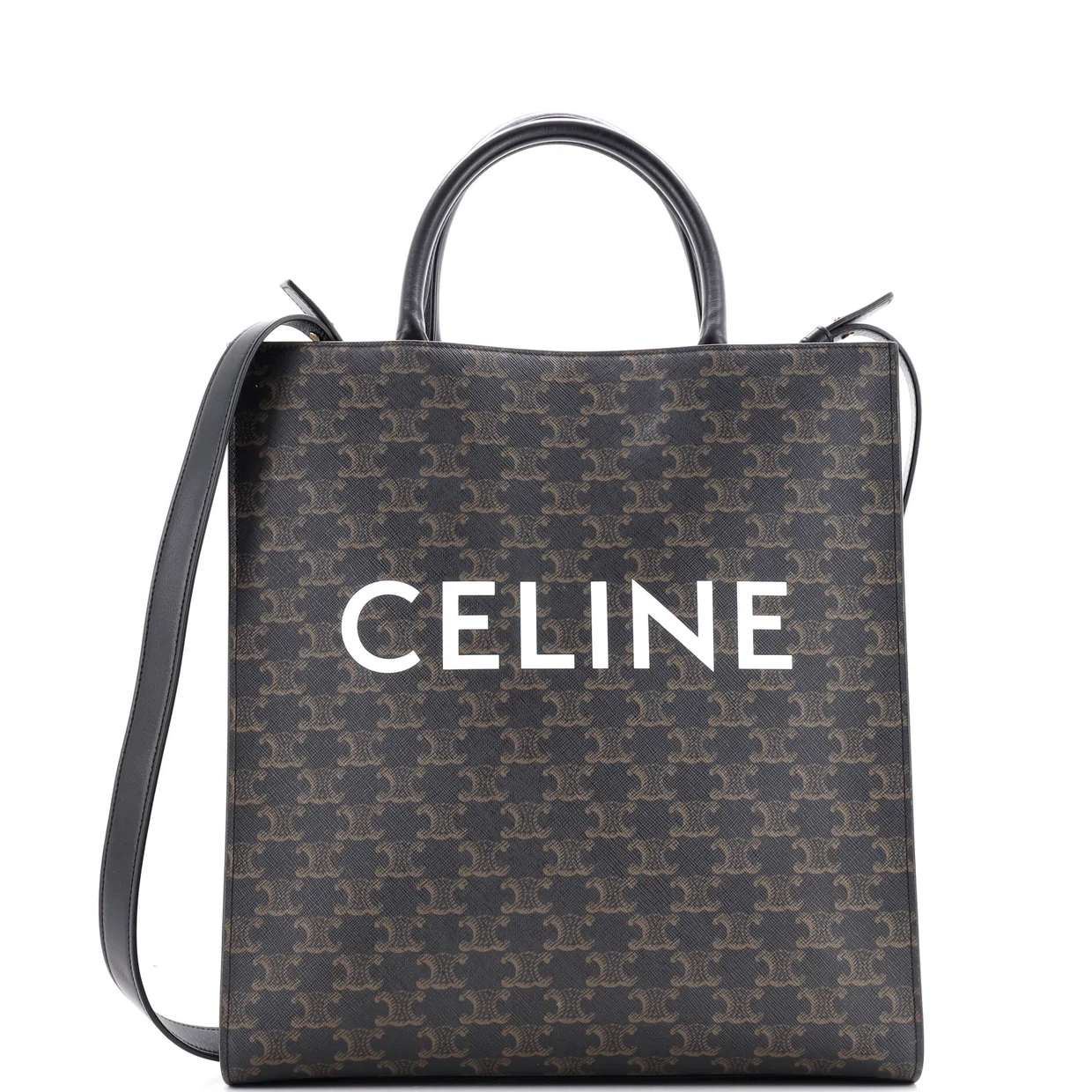Vertical Cabas Tote Triomphe Coated Canvas Medium - Deep Luxury