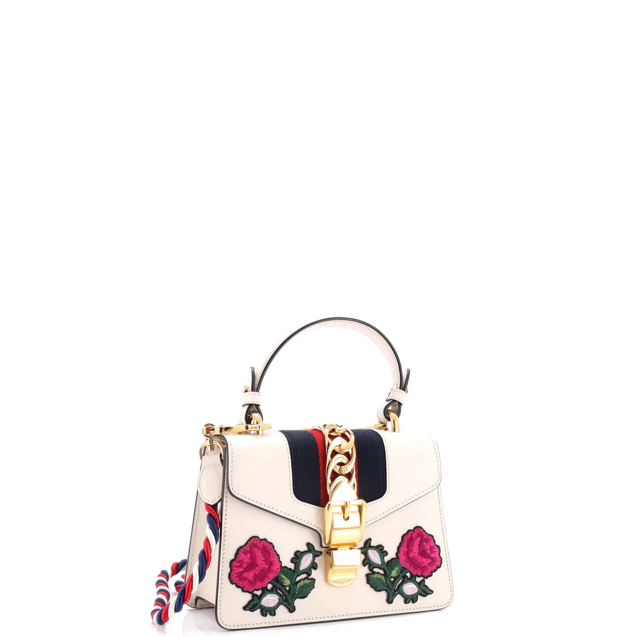 Sylvie Top Handle Bag Embroidered Leather Mini - Deep Luxury