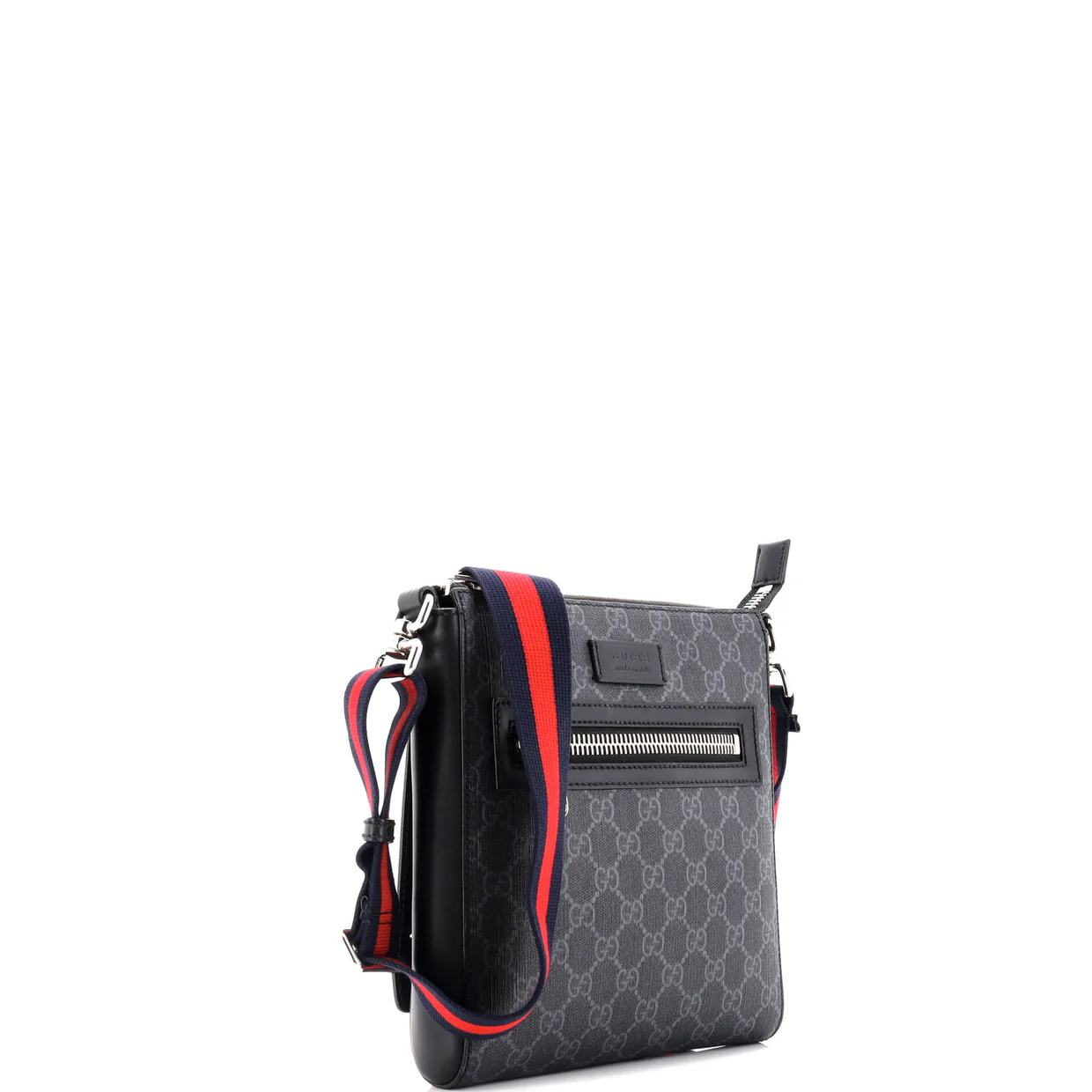 Web Strap Front Zip Messenger Bag GG Coated Canvas Small - Deep Luxury
