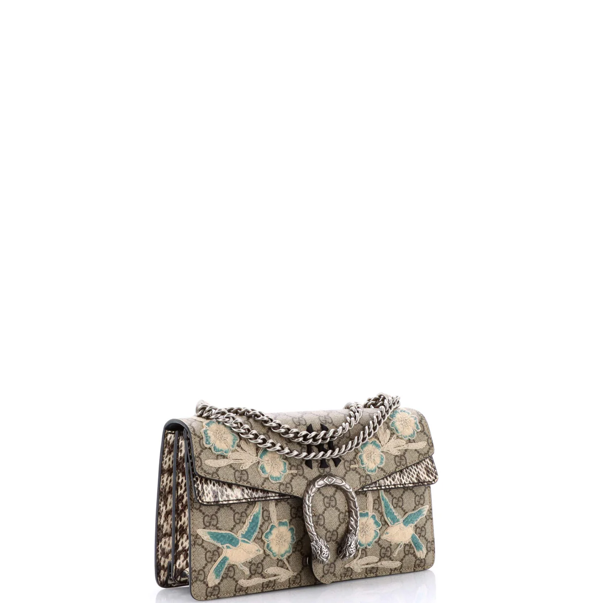 MLB Dionysus Bag Embroidered GG Coated Canvas with Python Small - Deep Luxury