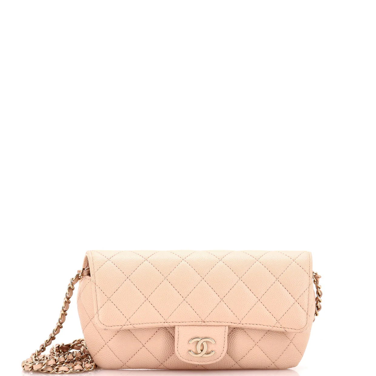 Classic Sunglasses Case with Chain Quilted Caviar - Deep Luxury