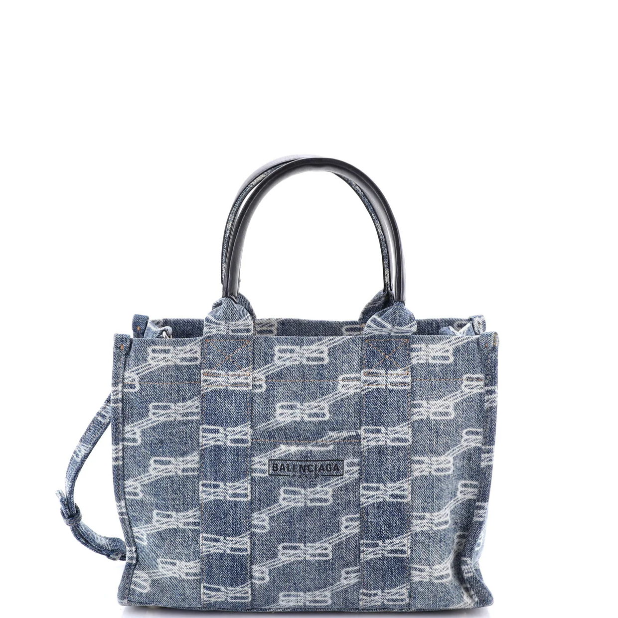 Hardware Tote Logo Printed Denim Small - Deep Luxury