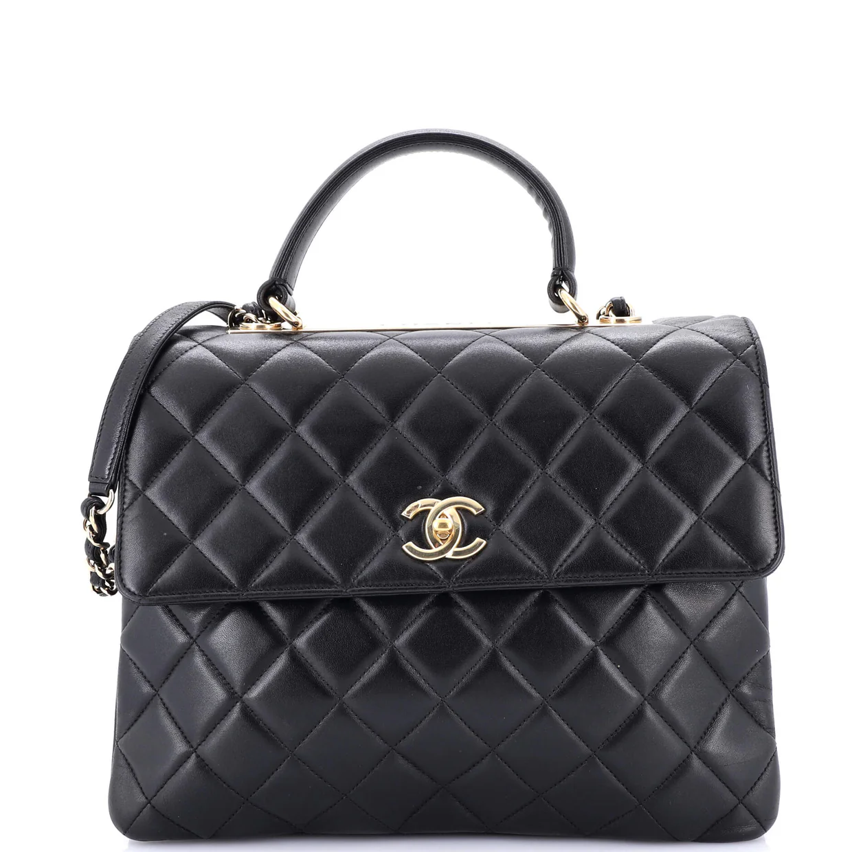 Trendy CC Top Handle Bag Quilted Lambskin Large - Deep Luxury
