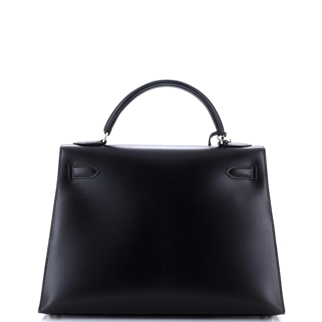 Kelly Handbag Noir Box Calf with Palladium Hardware 32 - Deep Luxury