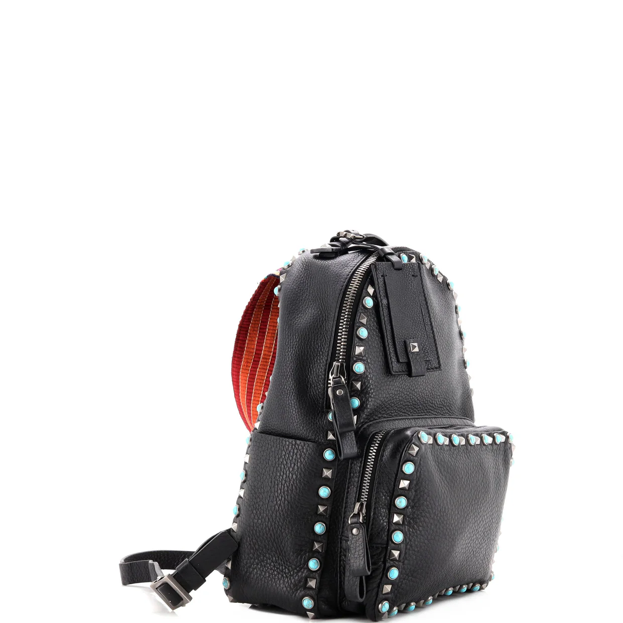 Rolling Rockstud Backpack Leather with Cabochons Medium - Deep Luxury