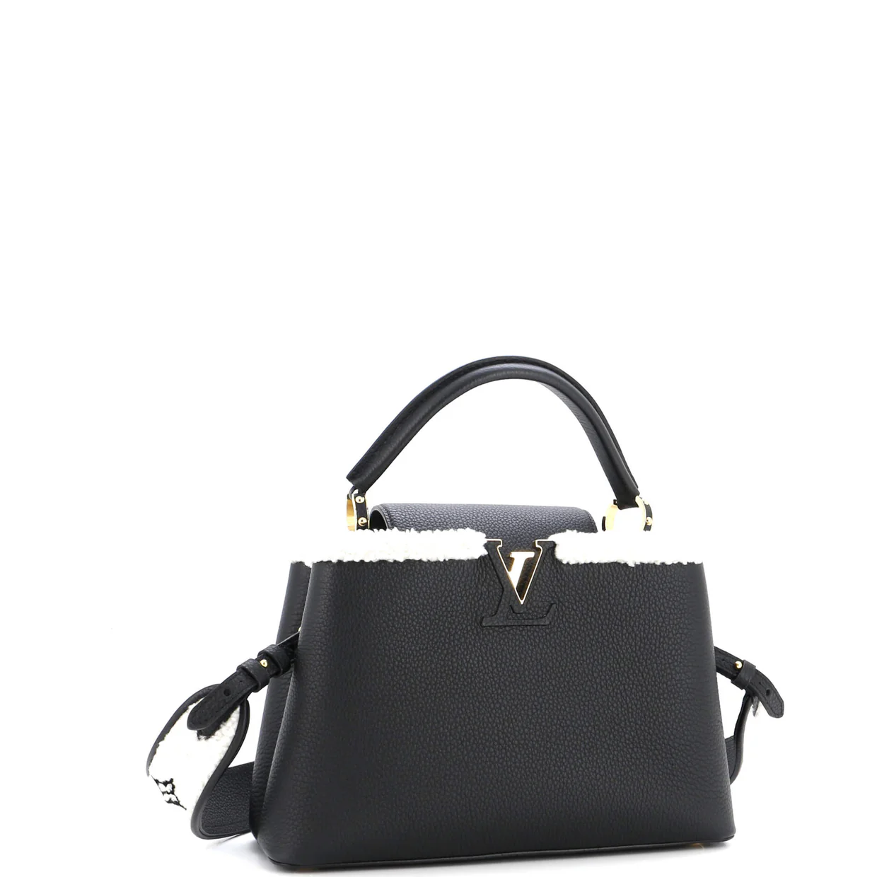 Capucines Bag Leather with Shearling BB - Deep Luxury