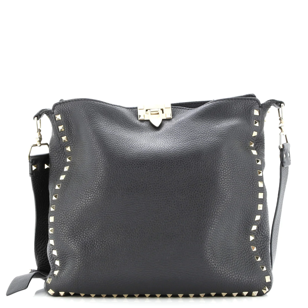 Rockstud Flip Lock Messenger Bag Leather Medium - Deep Luxury