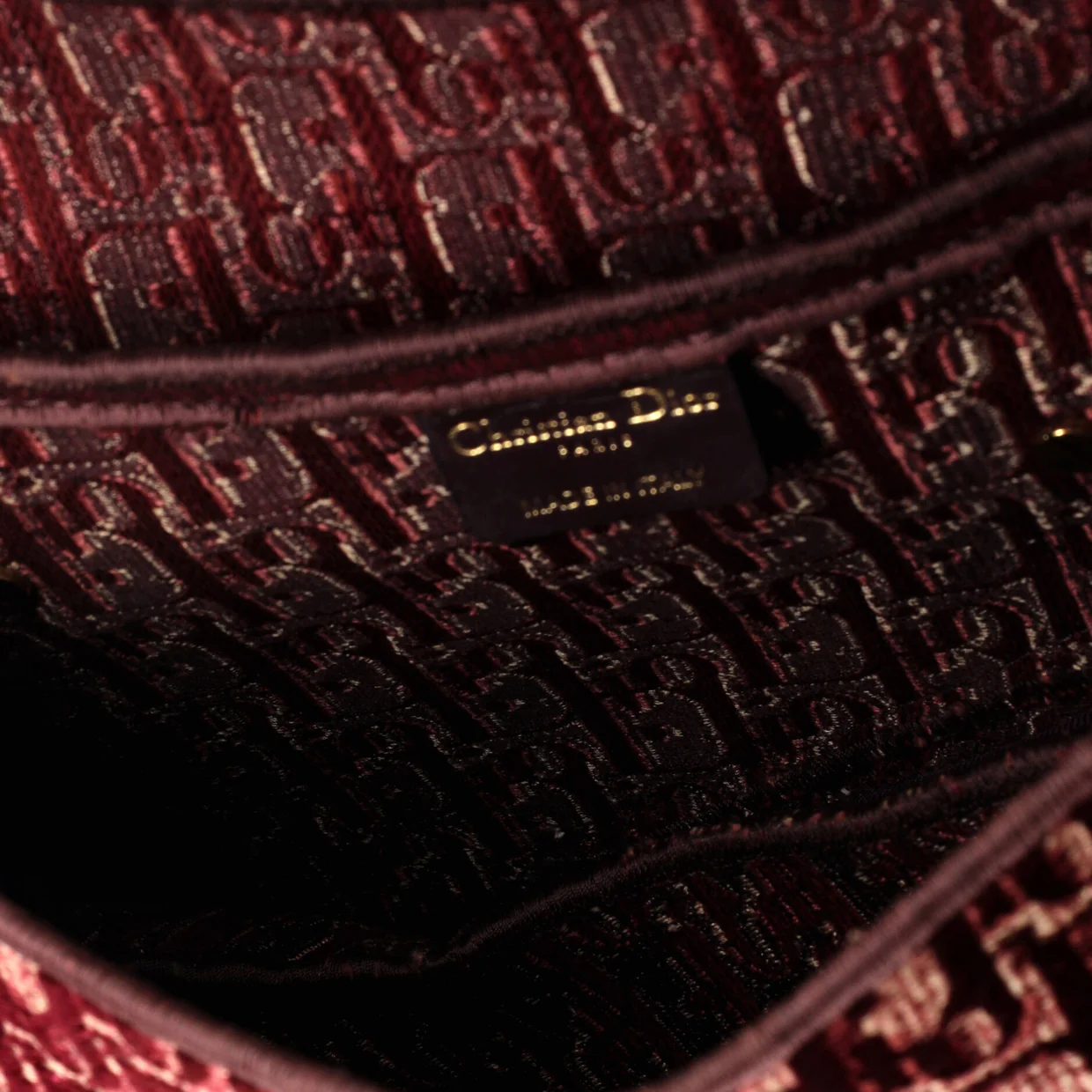 Saddle Handbag Logo Embroidered Oblique Velvet Medium - Deep Luxury