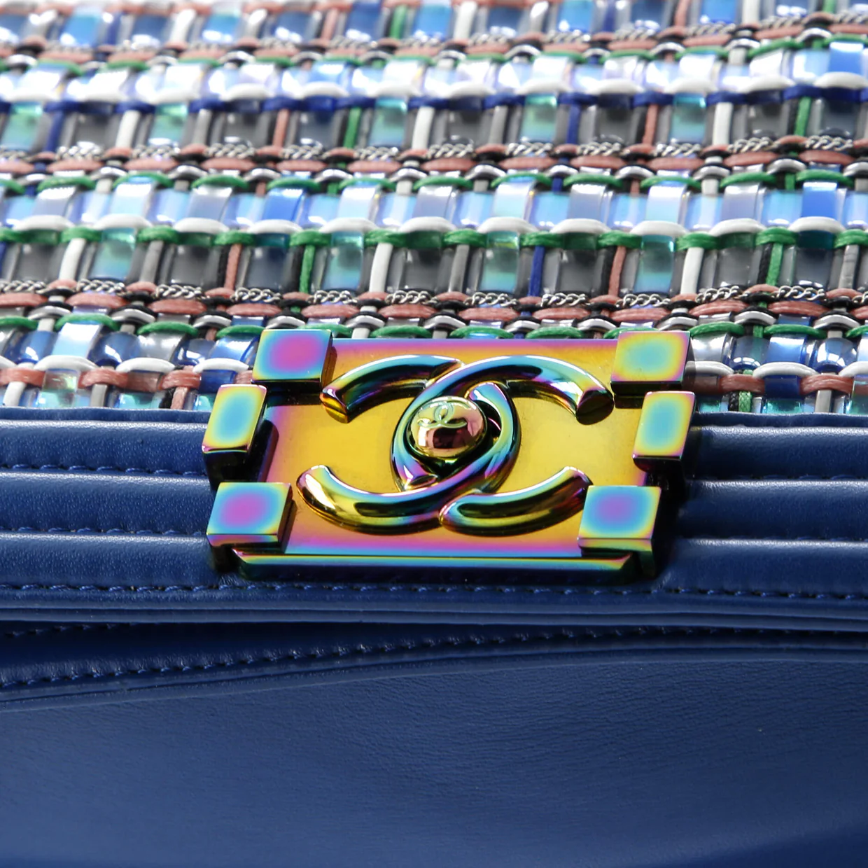 Boy Flap Bag Woven PVC with Lambskin Old Medium - Deep Luxury