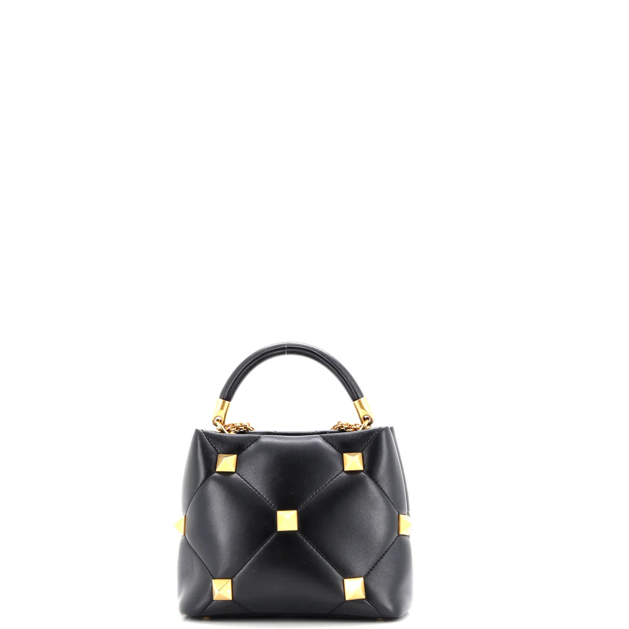 Roman Stud Top Handle Bag Quilted Leather Small - Deep Luxury