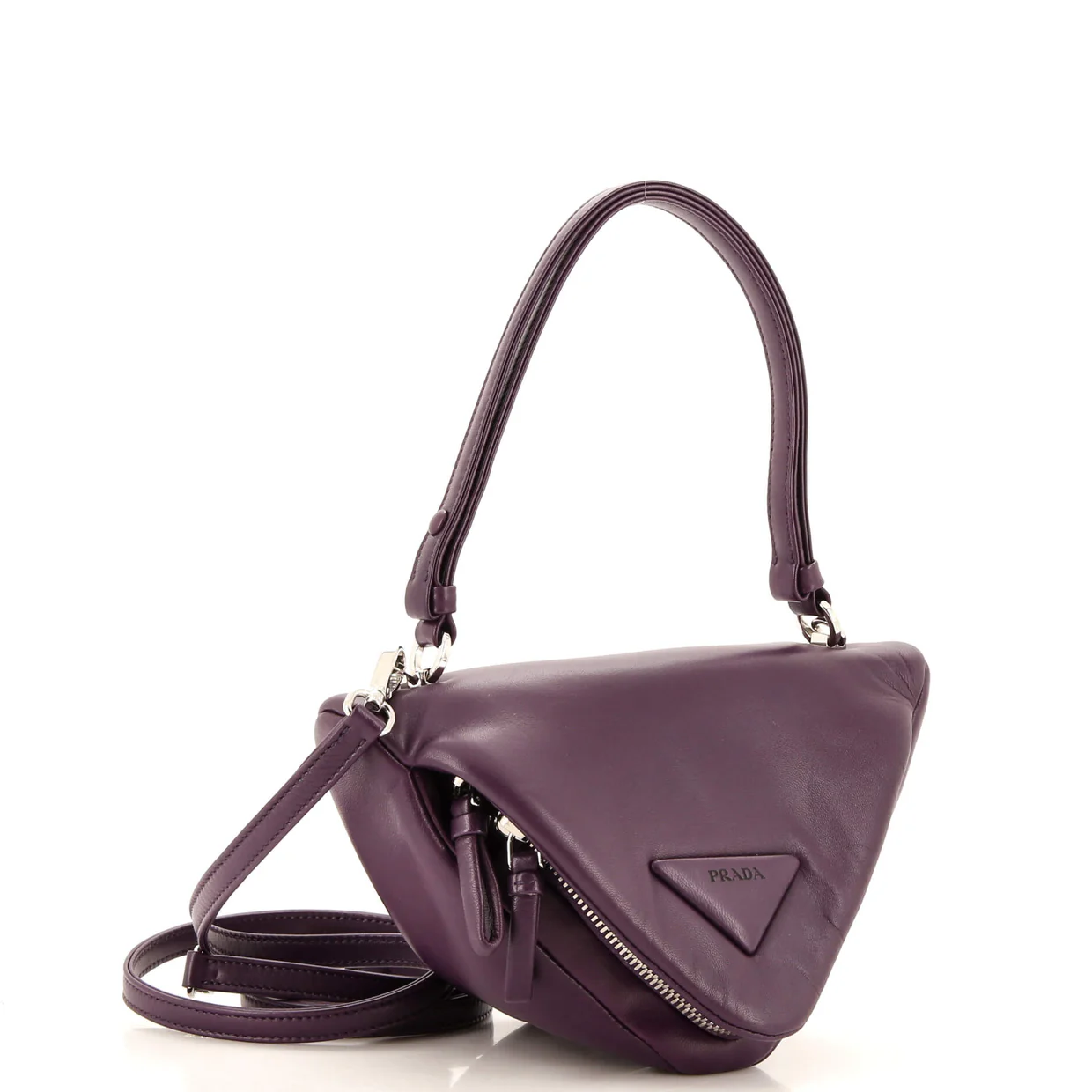 Padded Signaux Triangle Crossbody Bag Leather - Deep Luxury