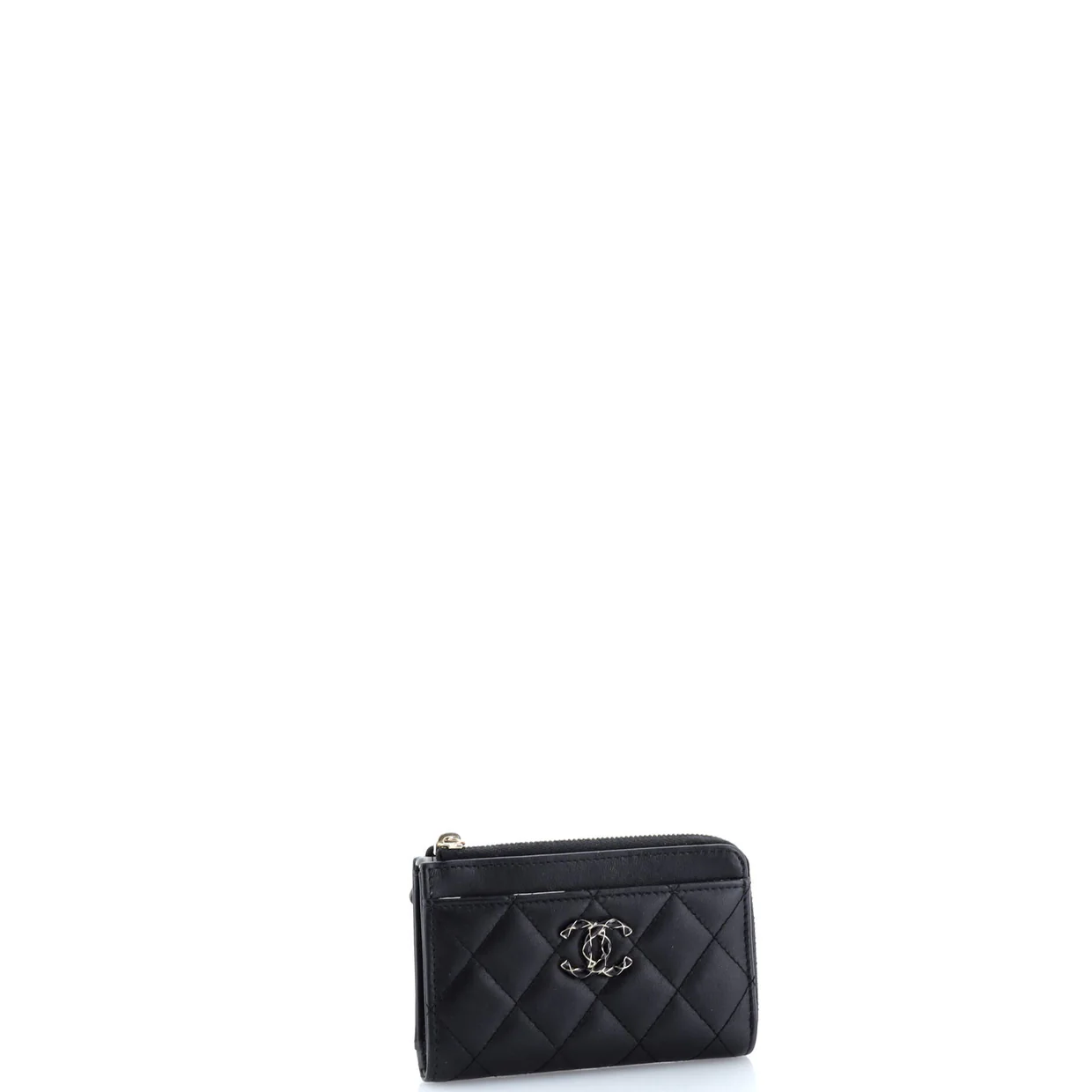 Textured CC Zip Around Card Holder Quilted Lambskin - Deep Luxury