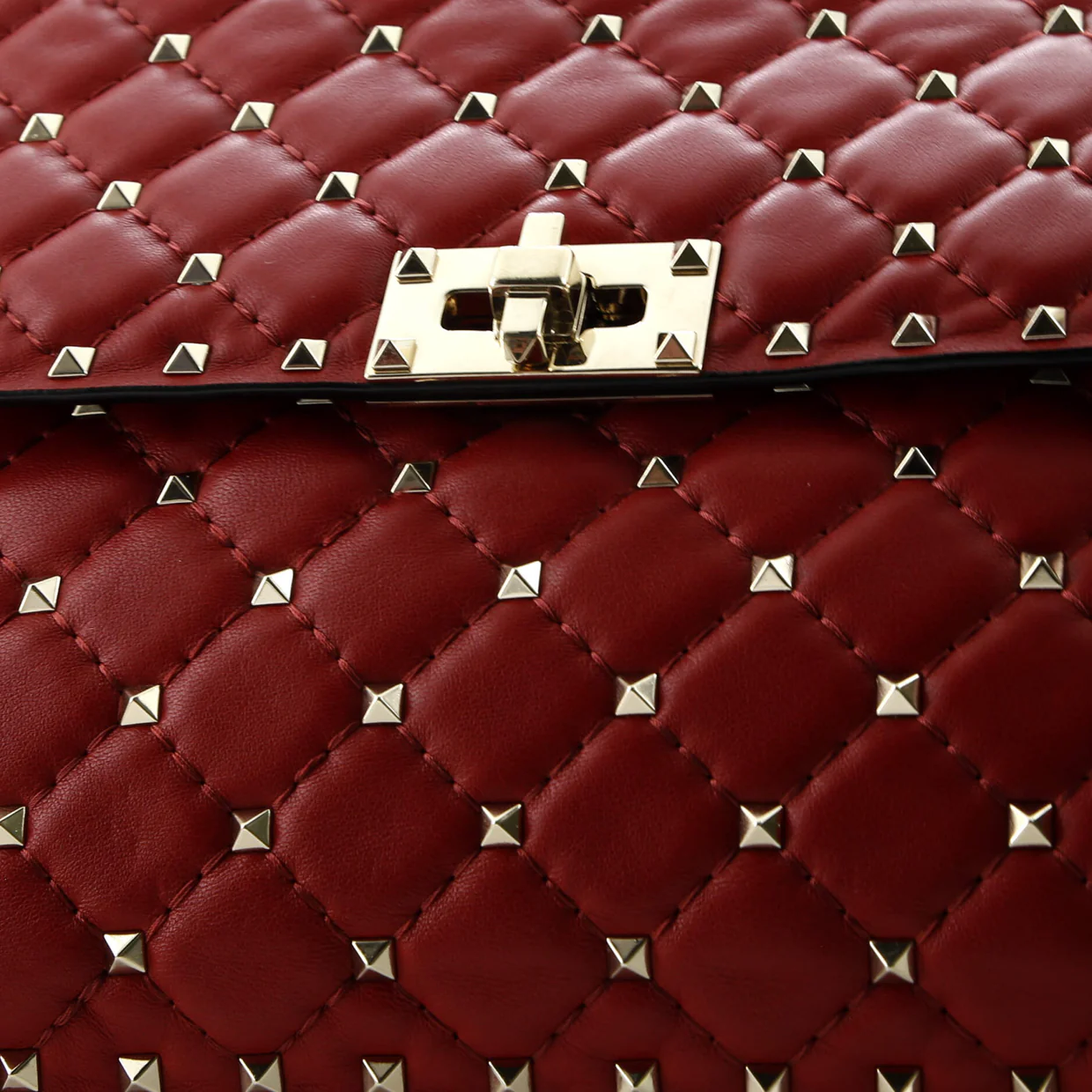 Rockstud Spike Flap Bag Quilted Leather Large - Deep Luxury