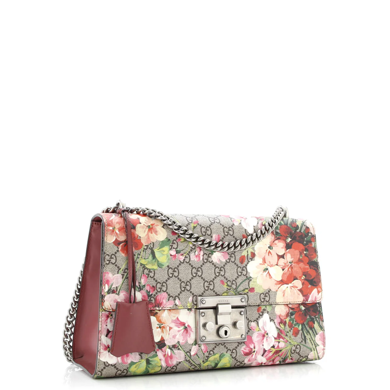Padlock Shoulder Bag Blooms Print GG Coated Canvas Medium - Deep Luxury