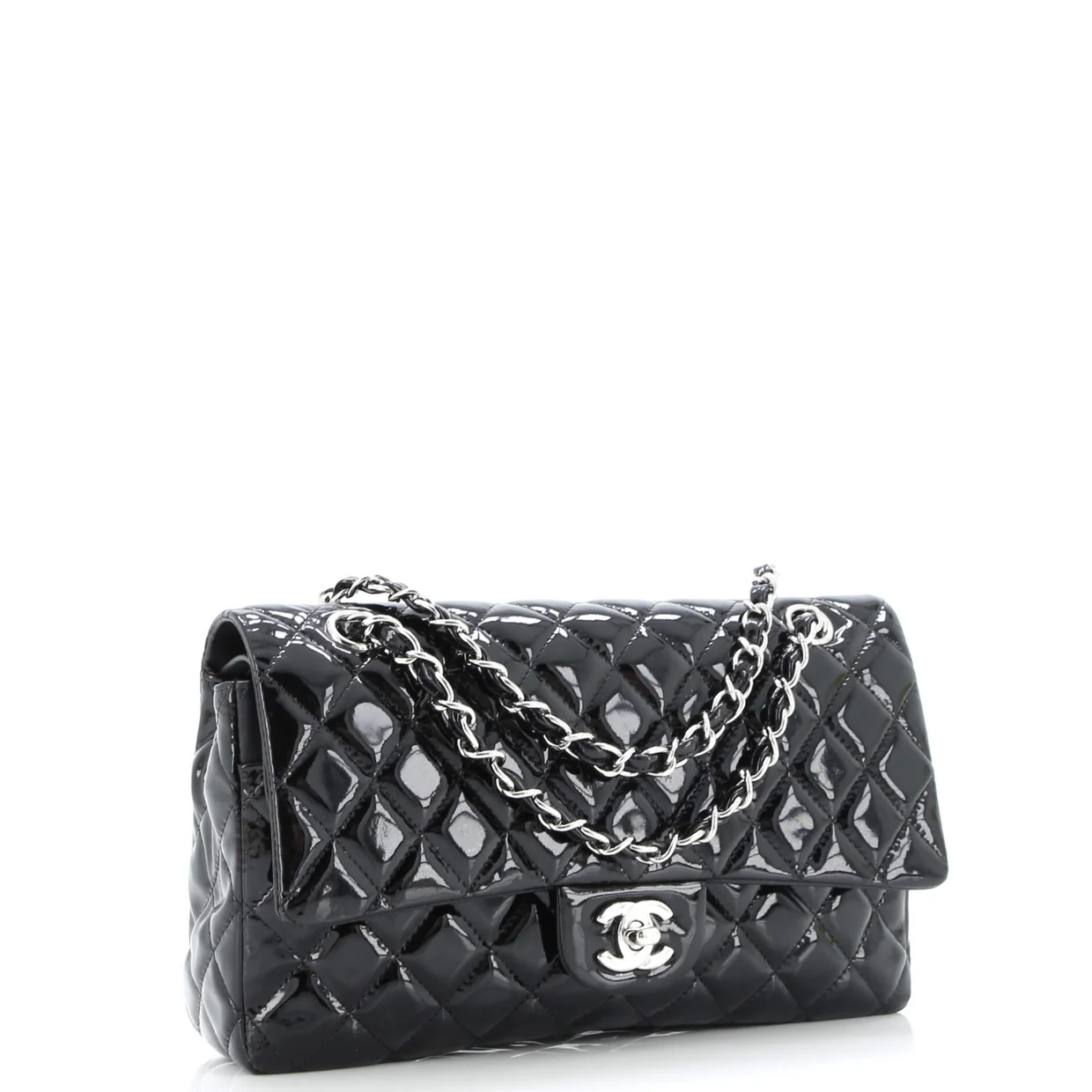 Classic Double Flap Bag Quilted Patent Medium - Deep Luxury