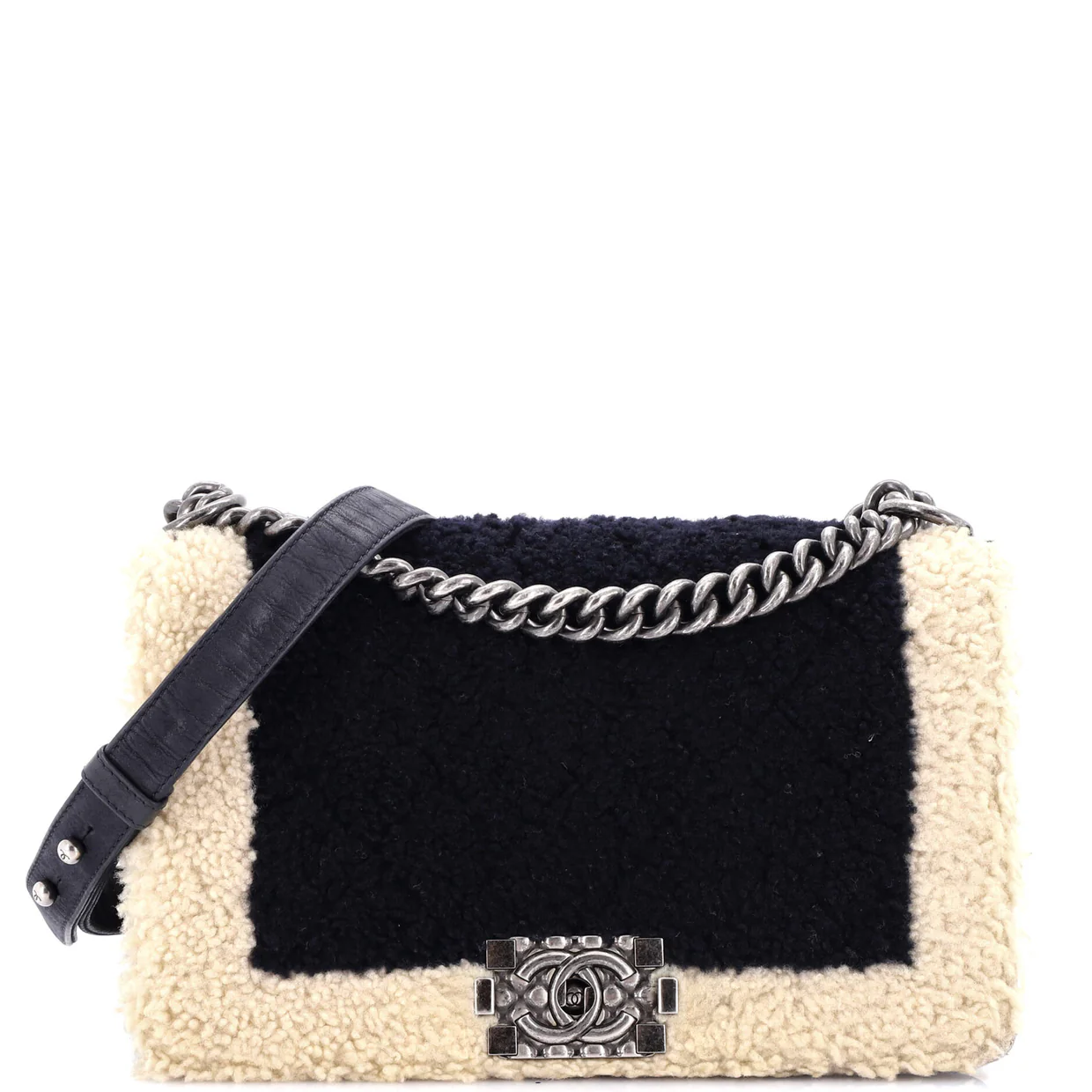 Boy Flap Bag Shearling Old Medium - Deep Luxury