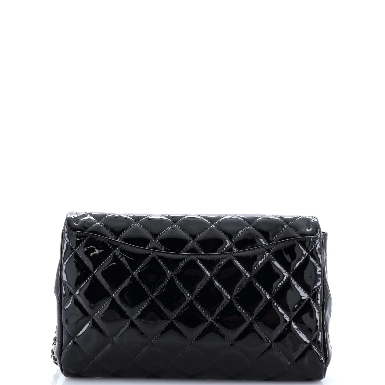 Clutch with Chain Quilted Patent - Deep Luxury