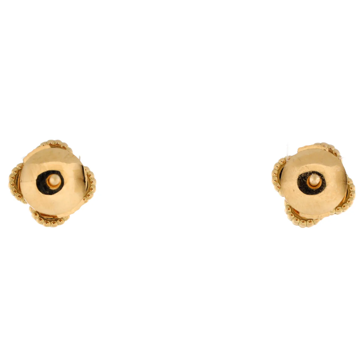 Sweet Alhambra Stud Earrings 18K Yellow Gold and Onyx - Deep Luxury