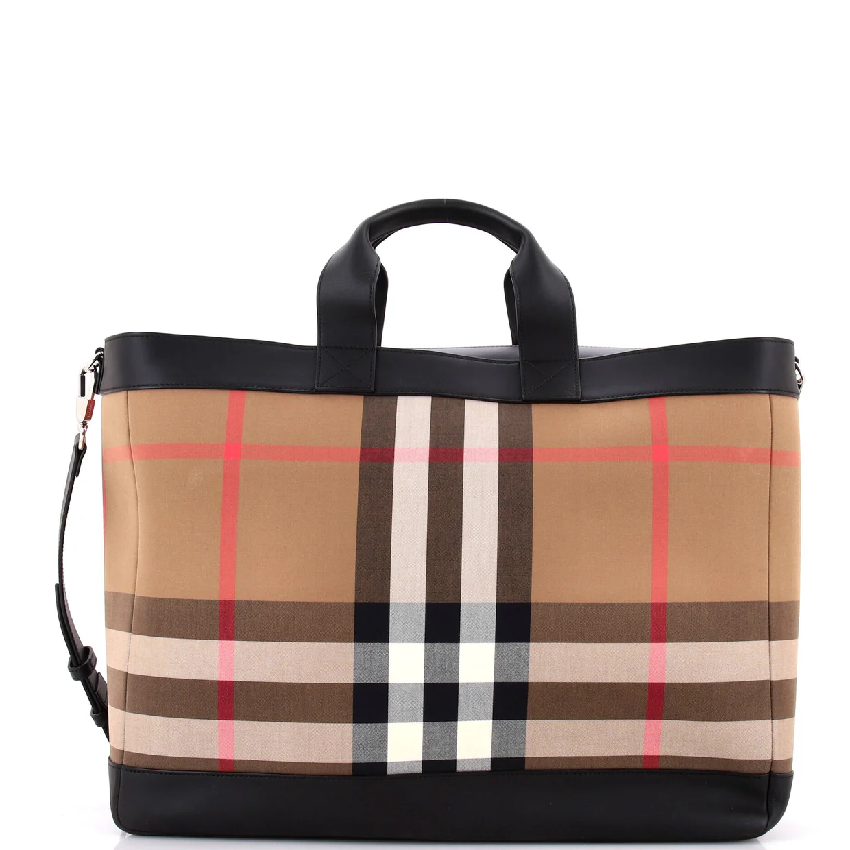 Ormond Tote House Check Canvas with Leather Large - Deep Luxury