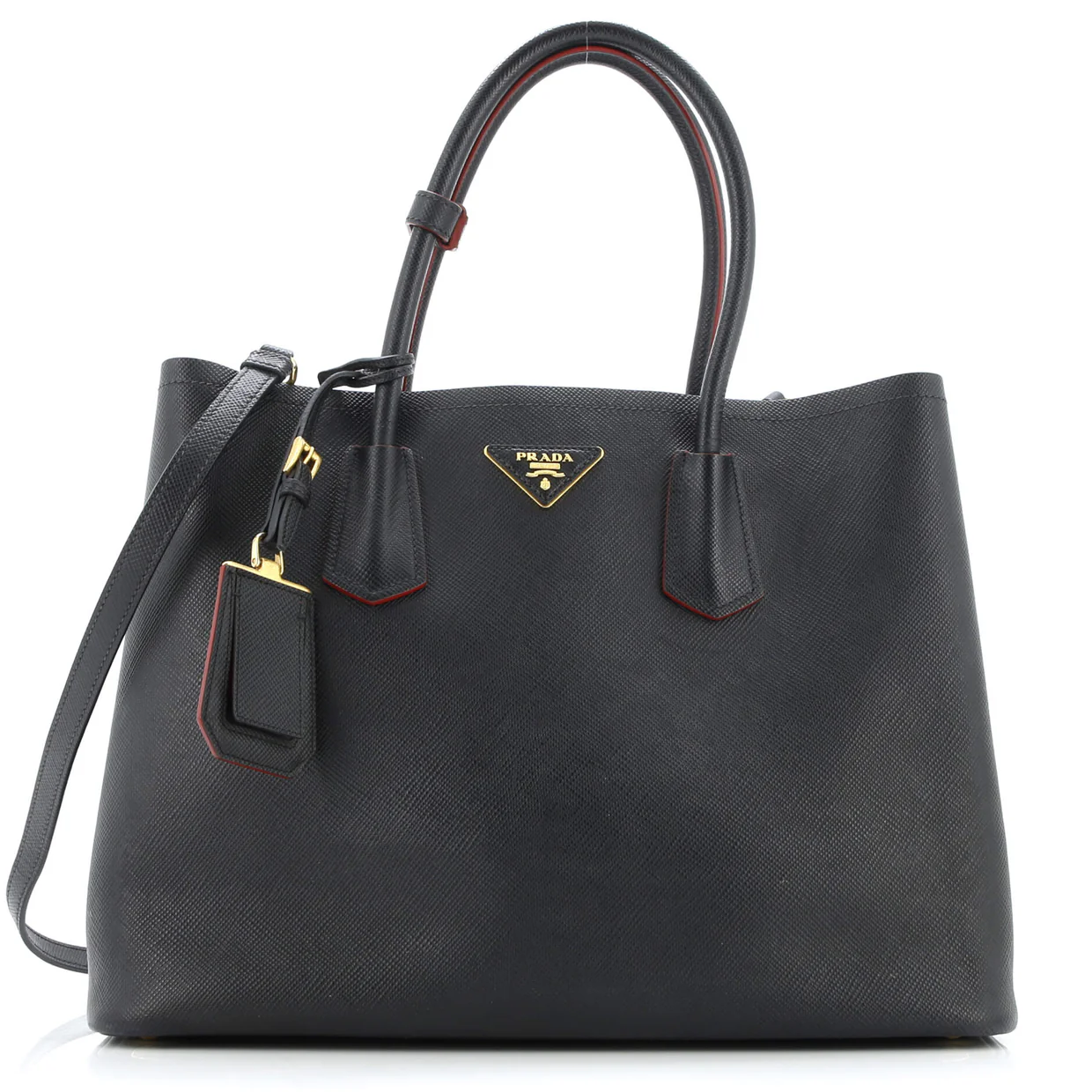 Cuir Double Tote Saffiano Leather Small - Deep Luxury