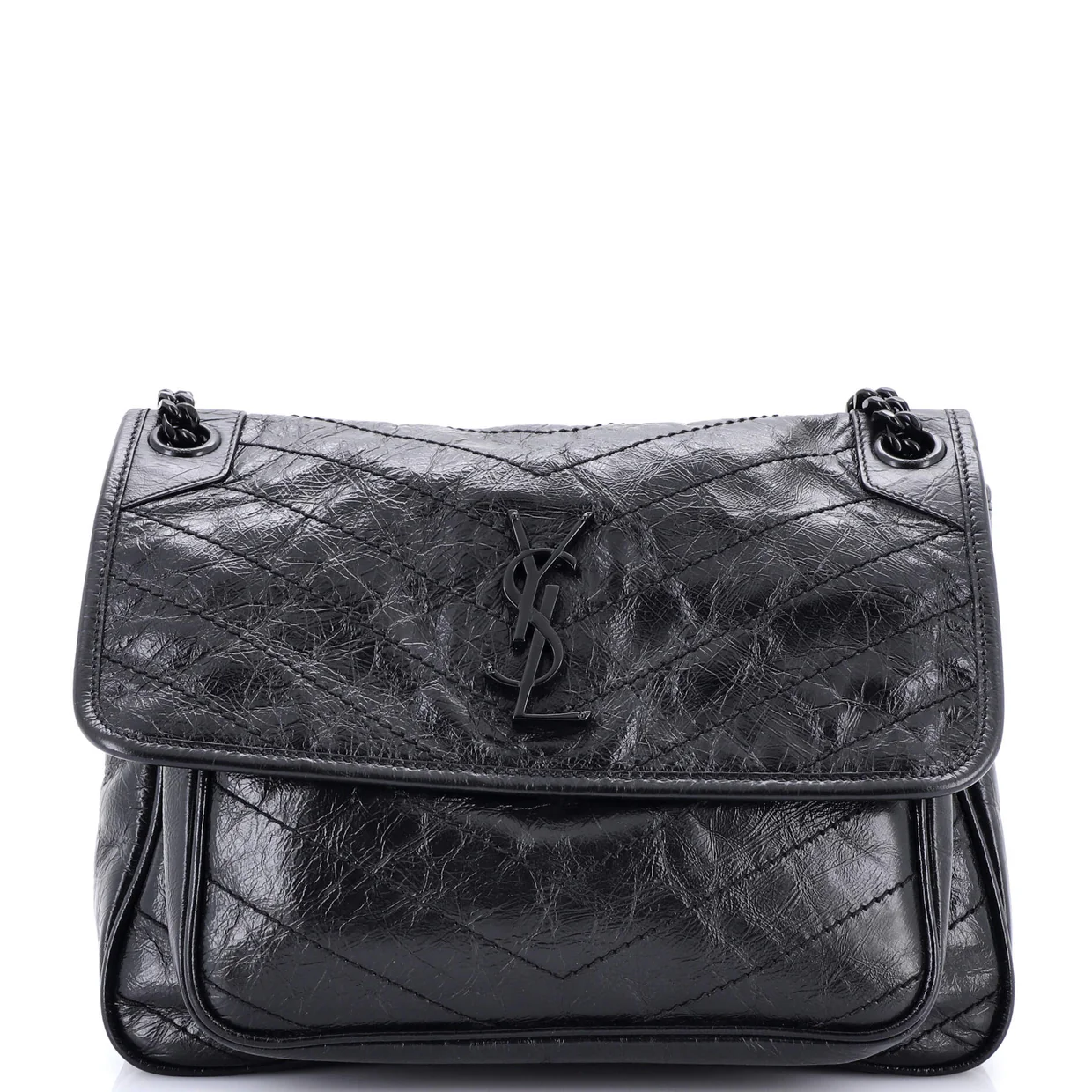 Niki Chain Flap Bag Matelasse Chevron Leather Medium - Deep Luxury