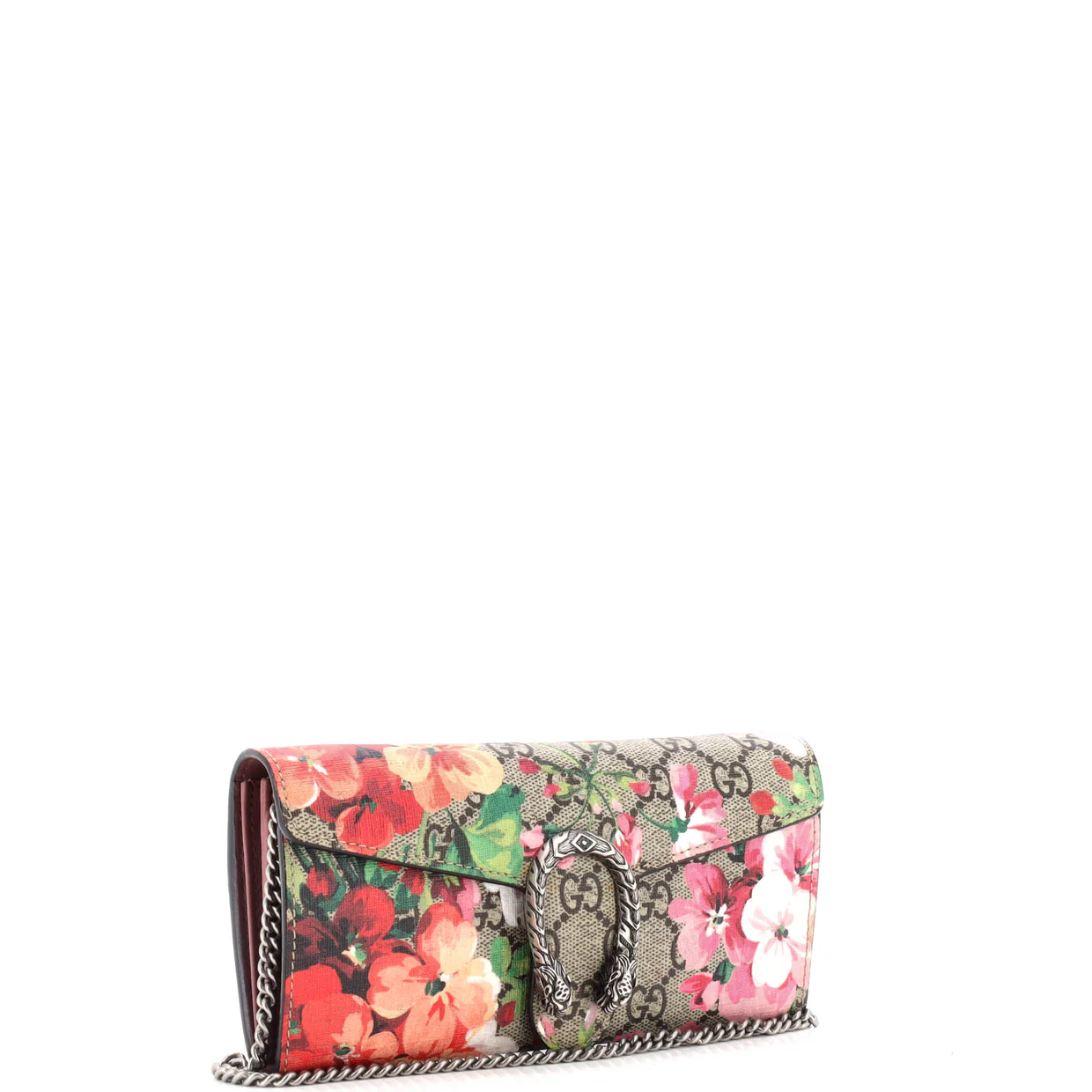 Dionysus Chain Wallet Blooms Print GG Coated Canvas Long - Deep Luxury