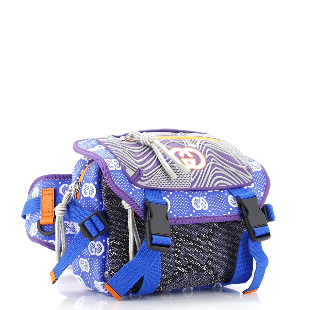 Buckle Flap Chest Strap Backpack GG Fabric with Rubber - Deep Luxury