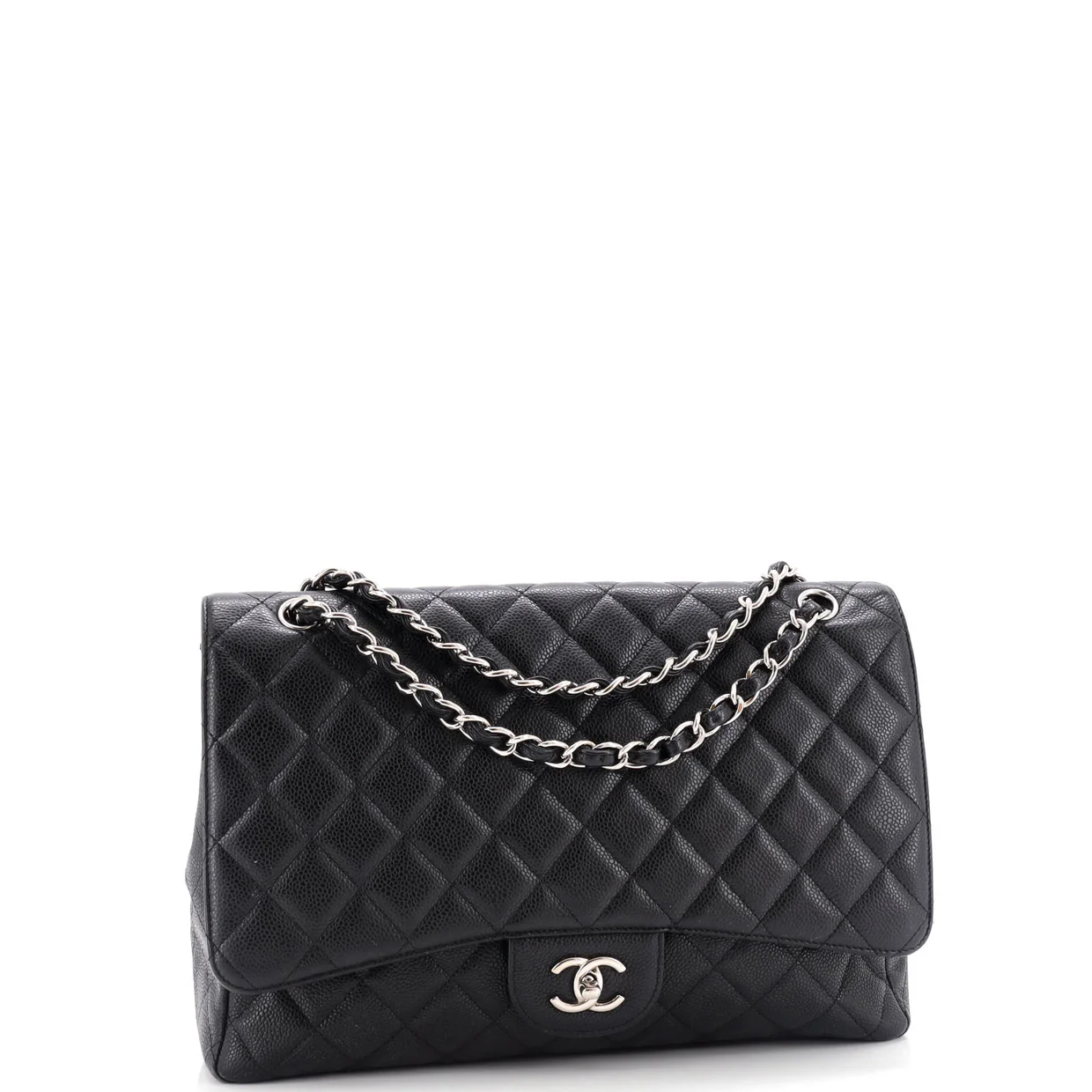 Classic Single Flap Bag Quilted Caviar Maxi - Deep Luxury