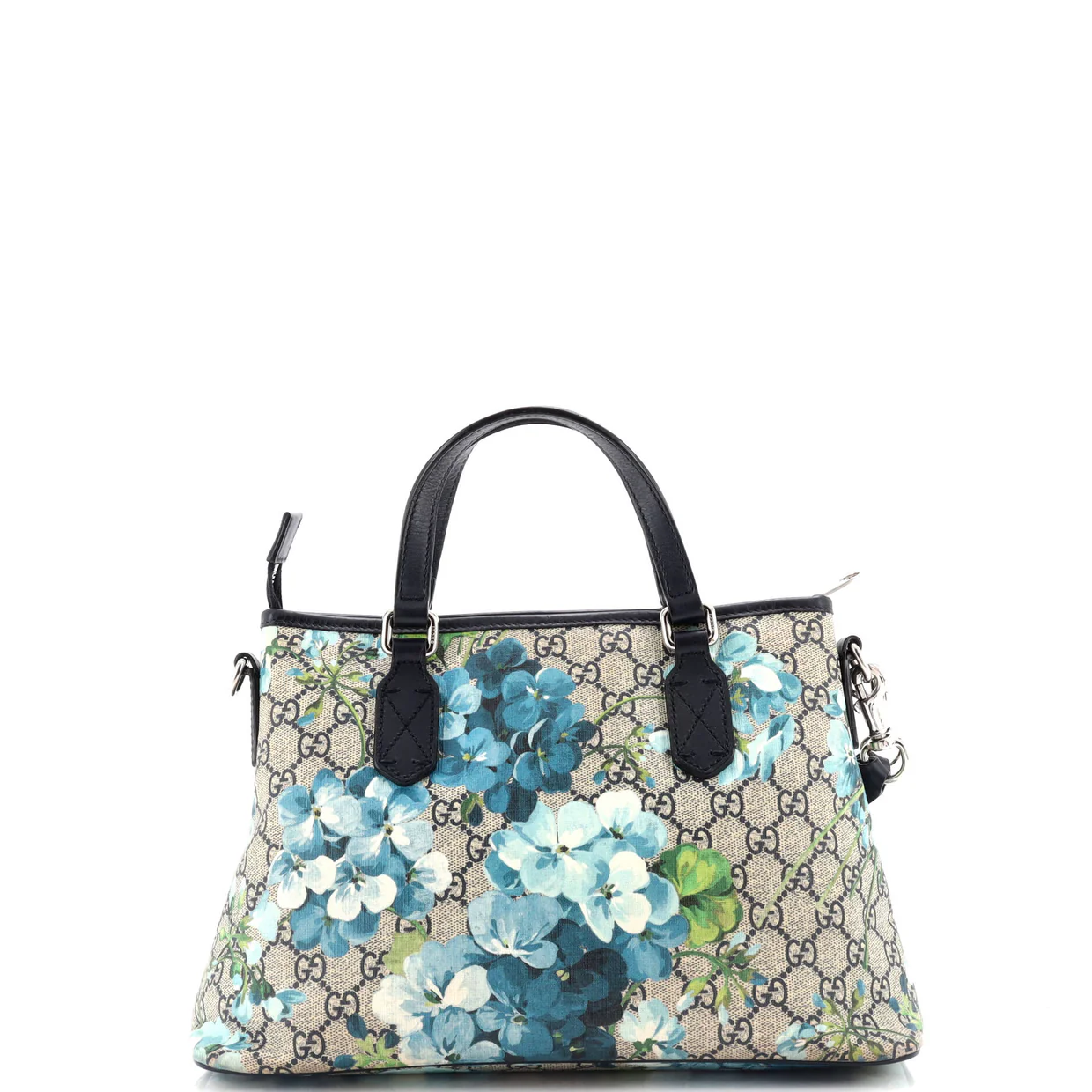 Convertible Zip Tote Blooms Print GG Coated Canvas Medium - Deep Luxury