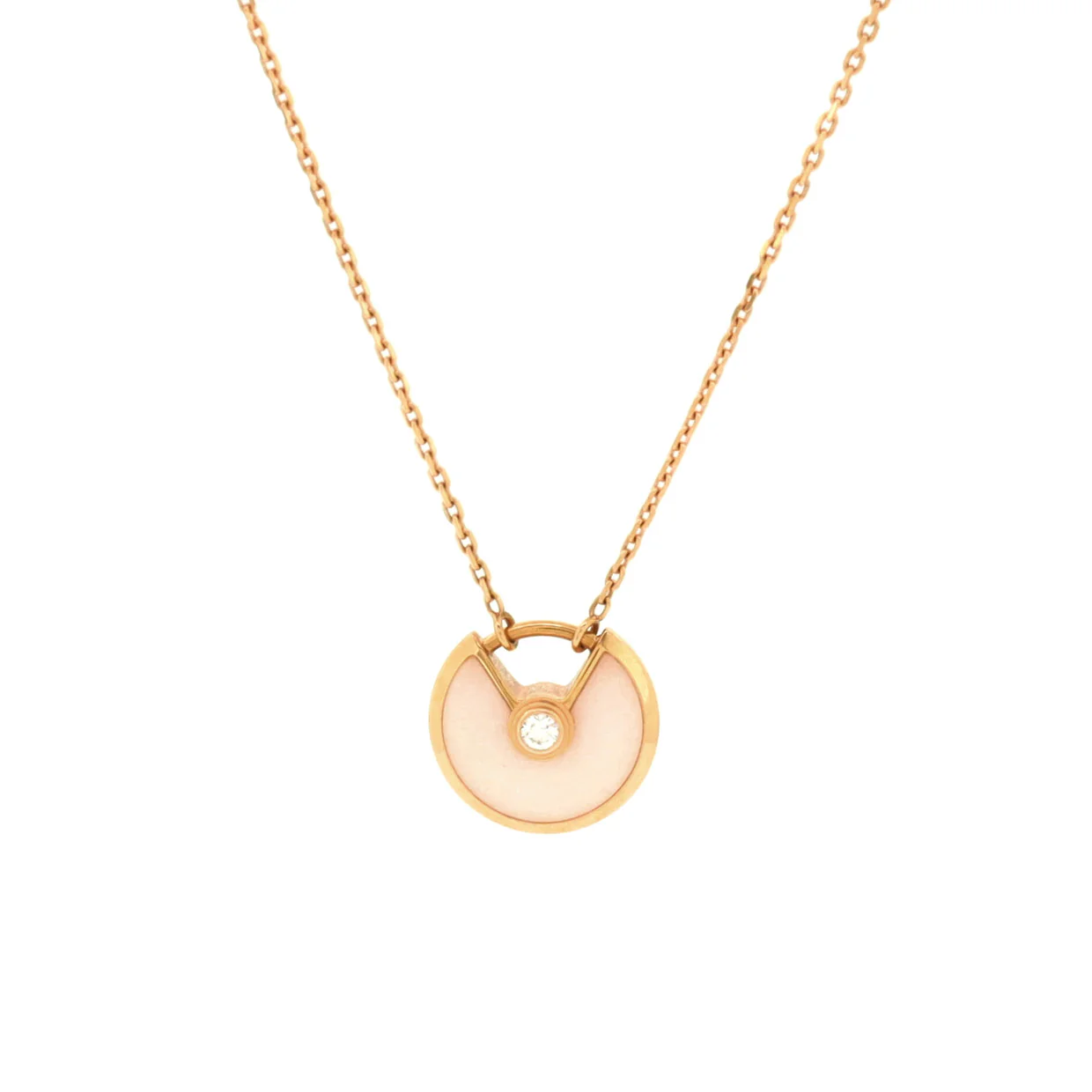 Amulette de Cartier Pendant Necklace 18K Rose Gold with Pink Opal and Diamond XS - Deep Luxury