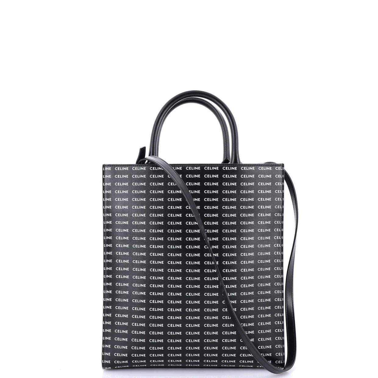 Vertical Cabas Tote All Over Logo Print Leather Small - Deep Luxury