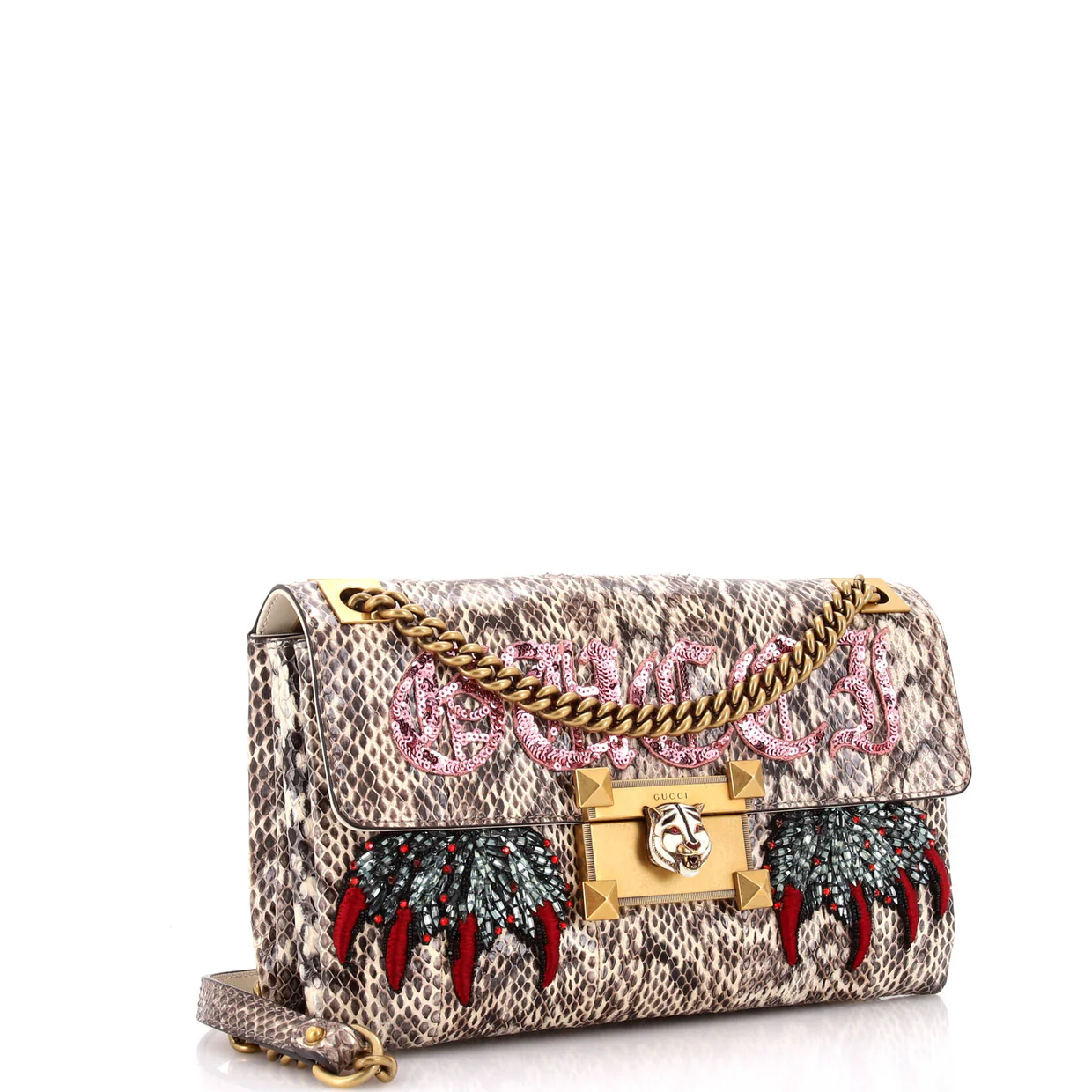 Osiride Shoulder Bag Embellished Snakeskin Medium - Deep Luxury