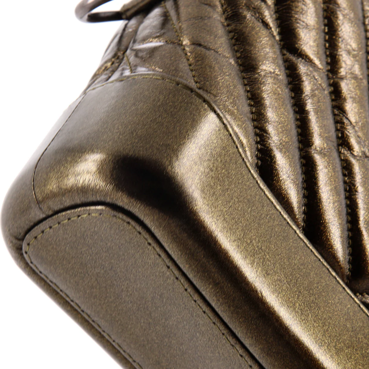 Gabrielle Hobo Chevron Metallic Aged Calfskin Small - Deep Luxury