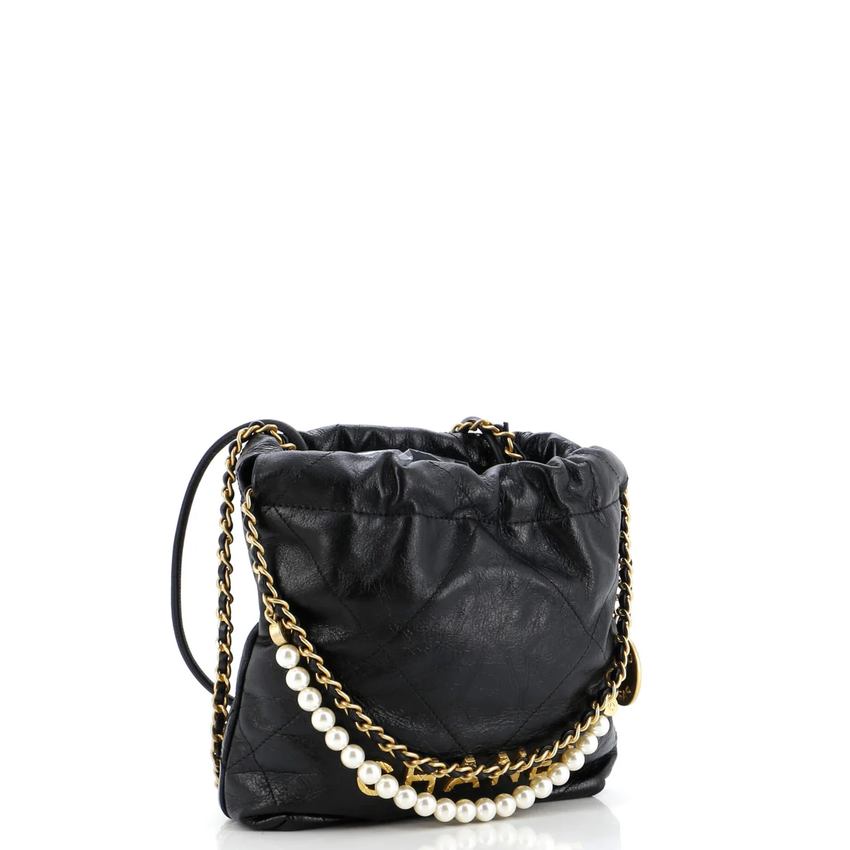 22 Chain Hobo Quilted Calfskin with Pearl Chain Mini - Deep Luxury