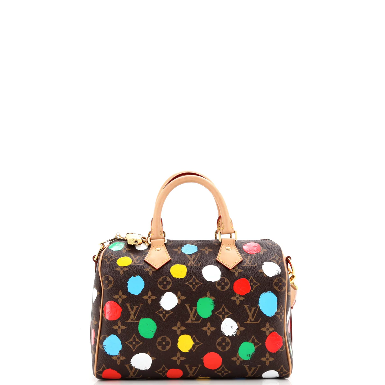 Speedy Bandouliere Bag Yayoi Kusama Painted Dots Monogram Canvas 25 - Deep Luxury