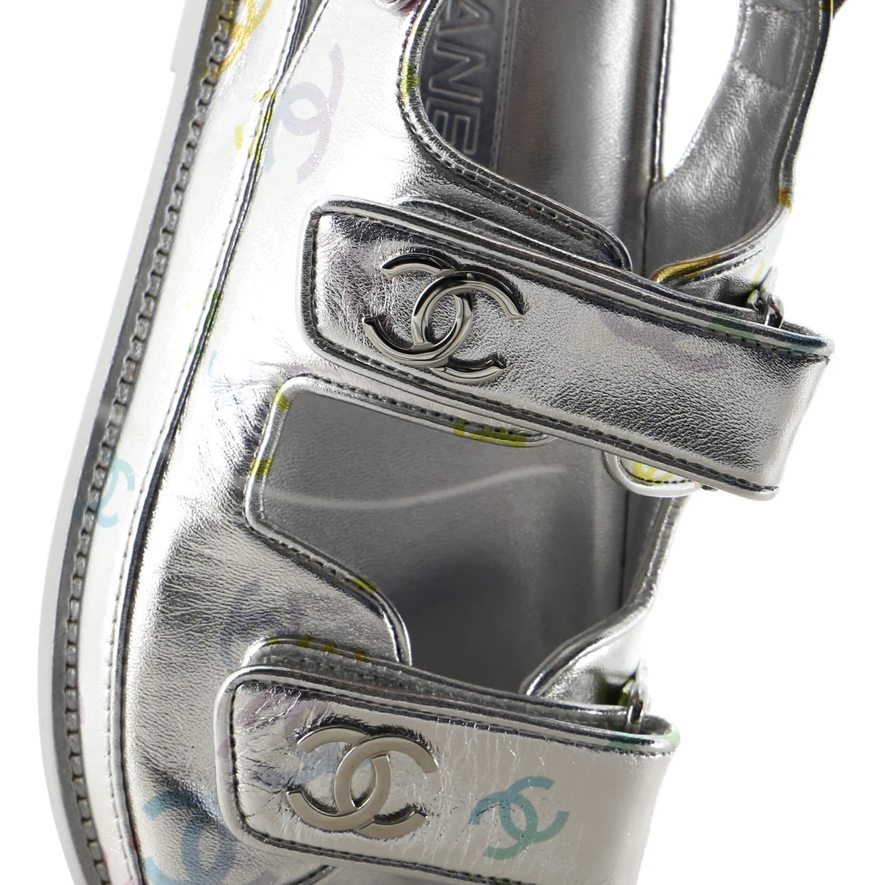 Women's Velcro Dad Sandals Printed Laminated Leather - Deep Luxury