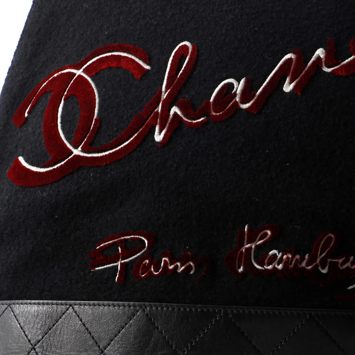 Paris-Hamburg Tote Embroidered Wool with Quilted Calfskin Large - Deep Luxury