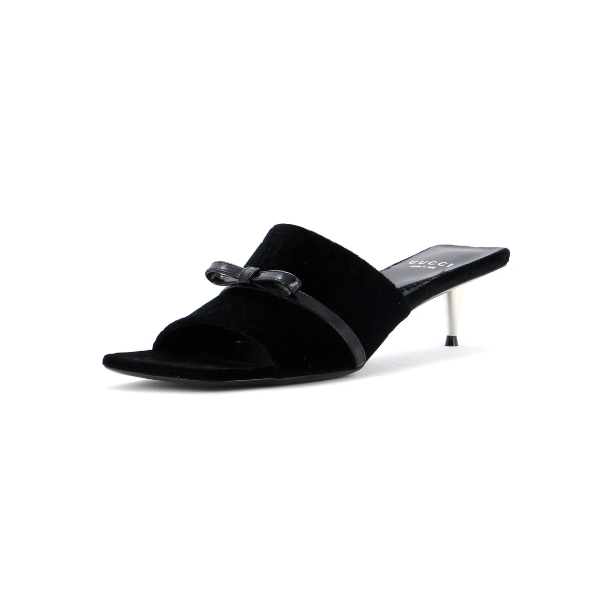 Women's Bow Slide Heeled Sandals GG Velvet - Deep Luxury